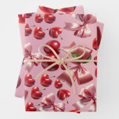 Feuille De Papier Cadeau Custom Coquette Heart Bow Pattern Wrapping Paper (En situation)