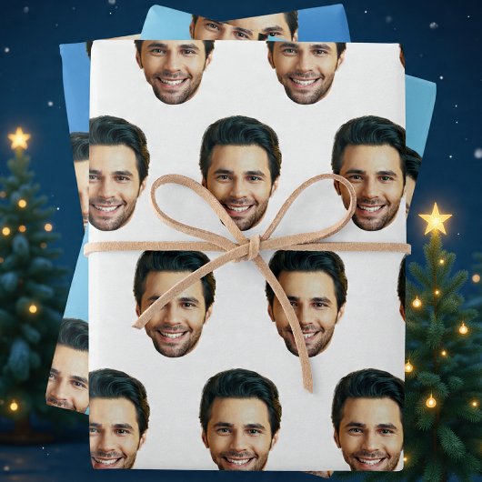 Feuille De Papier Cadeau Custom Face | Funny Custom Heads Photo Gift Wrap