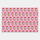 Feuille De Papier Cadeau Custom Face Photo Santa Hat Unique Gift Pink (Devant)