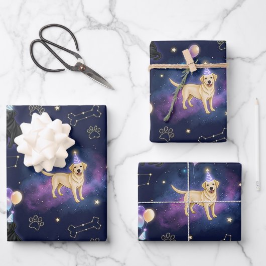 Feuille De Papier Cadeau custom Galaxy Labrador Retriever birthday  (Recto)