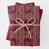 Feuille De Papier Cadeau Custom Royal Burgundy & Gold Ornate Luxury (En situation)