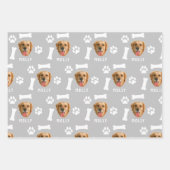 Feuille De Papier Cadeau Customized Dog Pet Photo & Name Gray (Devant)