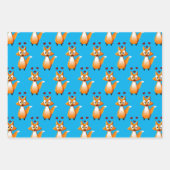 Feuille De Papier Cadeau Cute animal caricature Fox (Devant)