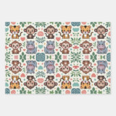 Feuille De Papier Cadeau Cute animal pattern with monkeys, tigers (Devant)