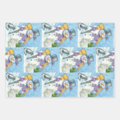 Feuille De Papier Cadeau Cute Animals Building a Snowman for Christmas (Devant 2)