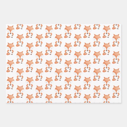 Feuille De Papier Cadeau Cute aquarelle Fox Motif animal (Devant 2)