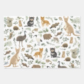 Feuille De Papier Cadeau Cute Australian Animals Verdure Anniversaire Baby  (Devant)