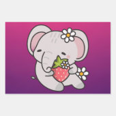 Feuille De Papier Cadeau Cute Baby Elephant First Birthday (Devant 3)