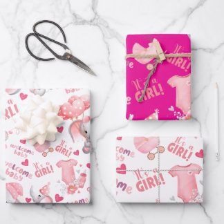 Feuille De Papier Cadeau Cute Baby Girl Baby Shower & Newborn Girl Present 