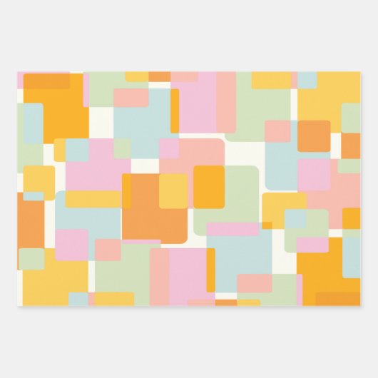 Feuille De Papier Cadeau Cute Boho Retro Pastel Forme géométrique Art (Devant 3)