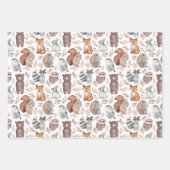 Feuille De Papier Cadeau Cute Bois animaux Aquarelle Anniversaire (Devant)