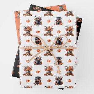 Feuille De Papier Cadeau Cute bonbons d'Halloween   Motif citrouille