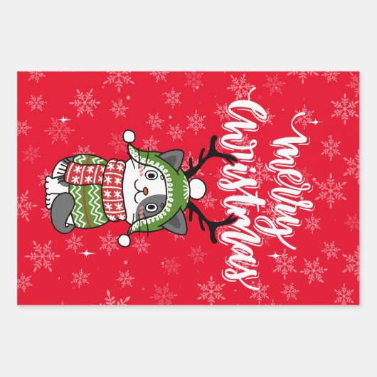 Feuille De Papier Cadeau Cute Chat Noël Stocking fourchettes Galore (Devant)