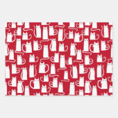 Feuille De Papier Cadeau Cute Chat Rouge et Blanc Festif (Devant 3)