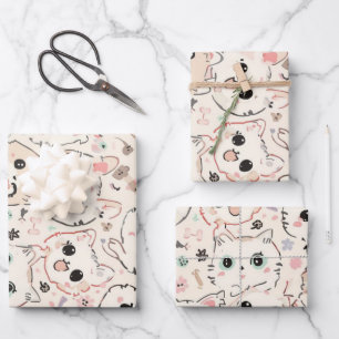 Feuille De Papier Cadeau Cute Chat simple chaton Motif