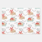 Feuille De Papier Cadeau Cute Chat thème Meowe Motif de Noël (Devant)