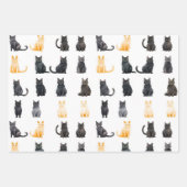Feuille De Papier Cadeau Cute Chats Noirs Orange (Devant 3)
