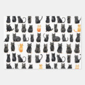 Feuille De Papier Cadeau Cute Chats Noirs Orange (Devant 2)
