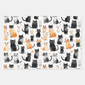Feuille De Papier Cadeau Cute Chats Noirs Orange (Devant)