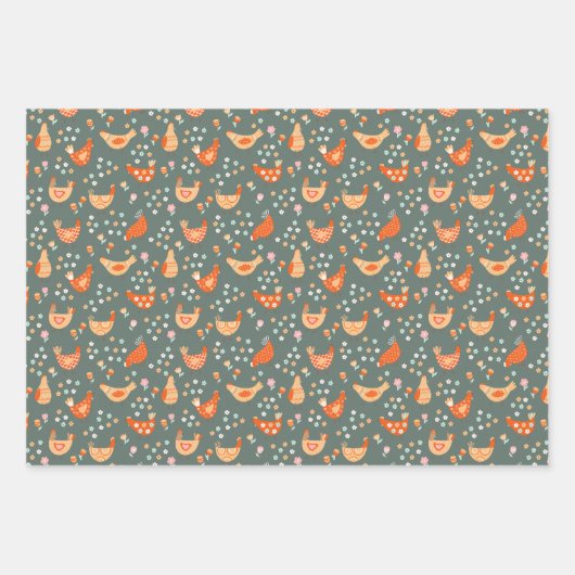 Feuille De Papier Cadeau Cute Chicken Bird Pattern (Devant 3)