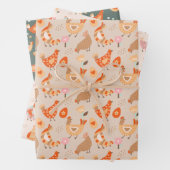 Feuille De Papier Cadeau Cute Chicken Bird Pattern (En situation)