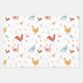 Feuille De Papier Cadeau Cute Chickens Hens and Baby Chicks (Devant 3)
