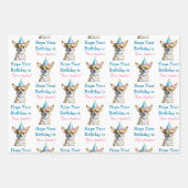 Feuille De Papier Cadeau Cute Chihuahua en Casquette d'anniversaire (Devant 2)