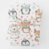 Feuille De Papier Cadeau Cute Christmas Animals Wrapping Paper – Festive Ho (En situation)