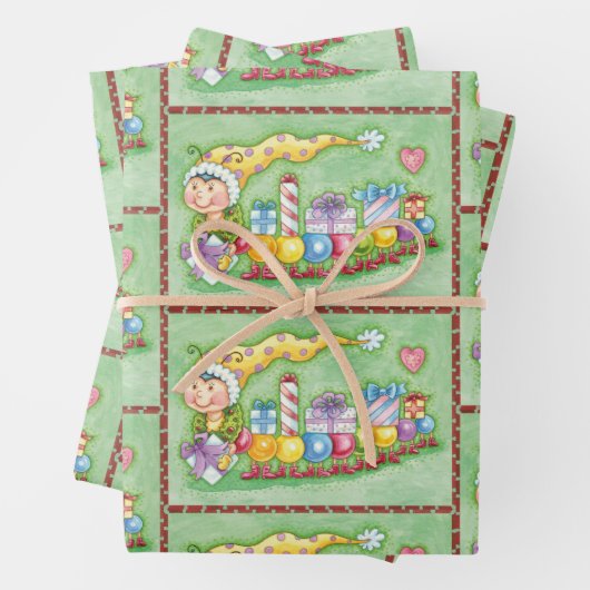 Feuille De Papier Cadeau Cute Christmas Caterpillar Train with Presents (En situation)