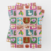 Feuille De Papier Cadeau Cute Christmas Patchwork Pattern (En situation)