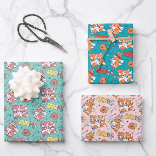 Feuille De Papier Cadeau Cute Corgi Cupid Love Chien Motif Saint Valentin