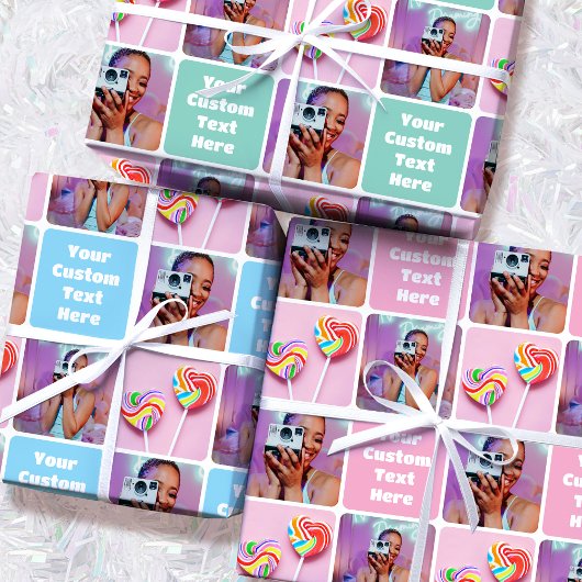 Feuille De Papier Cadeau Cute Custom Photo Modern Retro 3 Set