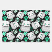 Feuille De Papier Cadeau Cute de chat et pointe joueuse à partir d'une poch (Devant 3)