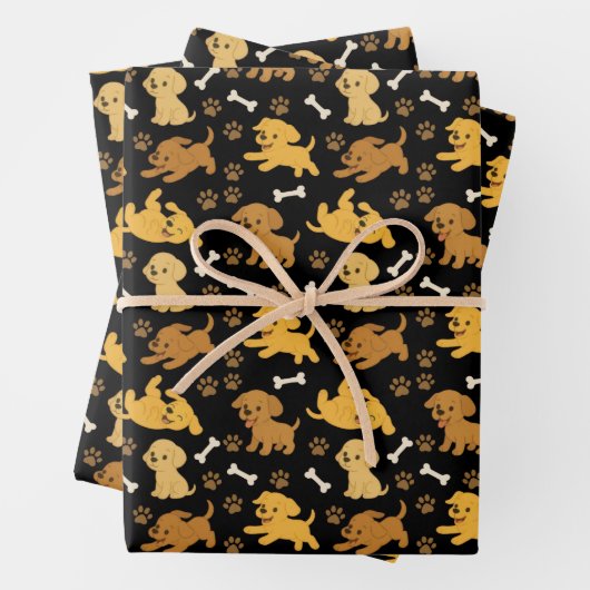 Feuille De Papier Cadeau Cute Dog Pattern (En situation)