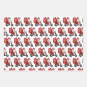 Feuille De Papier Cadeau Cute drôle Père Noël Reindeer Skateboard Scooter (Devant 2)