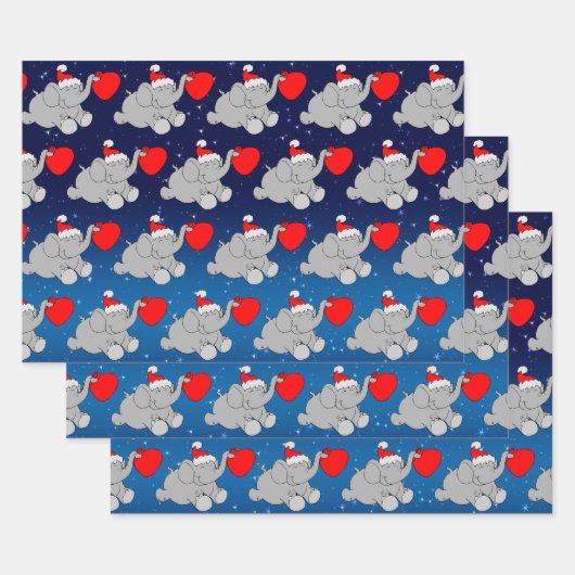 Feuille De Papier Cadeau Cute Elephant Père Noël (Lot)