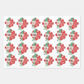 Feuille De Papier Cadeau Cute Elf Famille 4 Photo Salutation personnalisée (Devant)