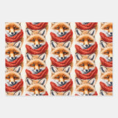Feuille De Papier Cadeau Cute Fox in a Red Scarf Autumn Pattern (Devant 2)