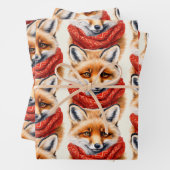 Feuille De Papier Cadeau Cute Fox in a Red Scarf Autumn Pattern (En situation)