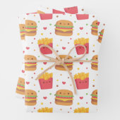 Feuille De Papier Cadeau Cute frites et Motif de hamburger (En situation)