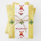 Feuille De Papier Cadeau Cute Funny Elegant Rudolph Santa Christmas Trees (En situation)