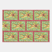 Feuille De Papier Cadeau Cute Gingerbread Man Blowing Horn, Christmas Candy (Devant 2)