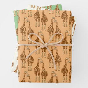 Feuille De Papier Cadeau Cute Giraffe Faune Whimsical Illustrée À La Main