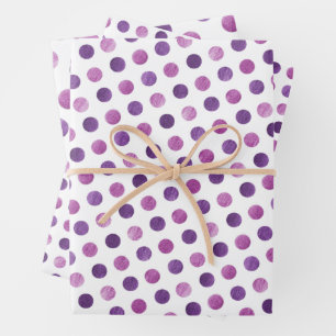 Feuille De Papier Cadeau Cute Girly Moderne Élégant Pois Blanc Violet