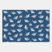 Feuille De Papier Cadeau Cute Great White Sharks Motif Océan (Devant)