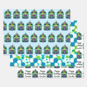 Feuille De Papier Cadeau Cute Grenouille personnalisée Thème Anniversaire