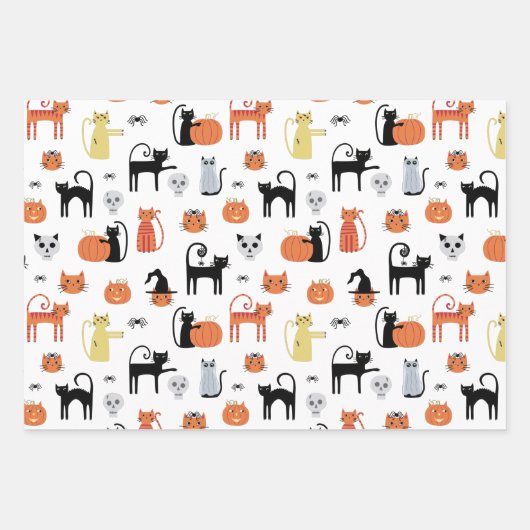 Feuille De Papier Cadeau Cute Halloween Chat Éffrayant (Devant 2)