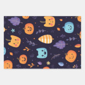 Feuille De Papier Cadeau Cute Halloween Chats et Citrouilles (Devant)