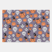 Feuille De Papier Cadeau Cute Halloween Chats et Crânes Éffrayant (Devant 2)