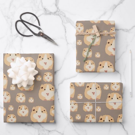 Feuille De Papier Cadeau Cute Hamster Motif Brown (Recto)